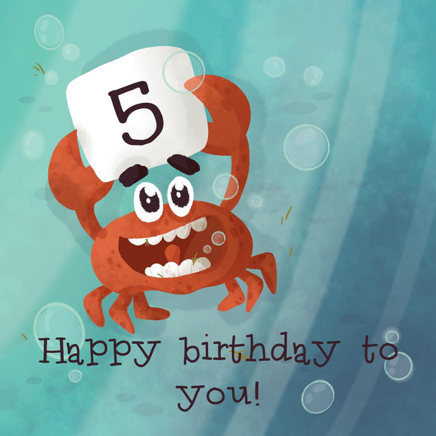 Happy 5th Birthday Funny Crab Confetti-exploding Greetings Card