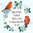 Happy Birthday Grandma Red Birds And Blue Flowers Confetti-exploding Greetings Card