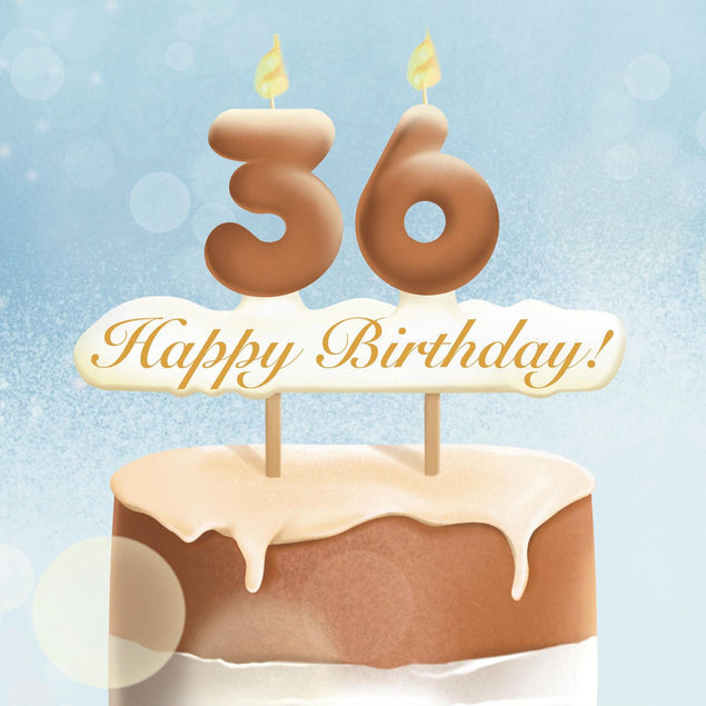 36th Happy Birthday Cake Confetti-exploding Greetings Card