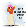 Dancing Girl Happy International Women's Day Confetti-exploding Greetings Card