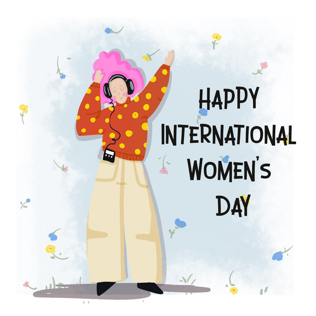 Dancing Girl Happy International Women's Day Confetti-exploding Greetings Card