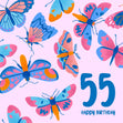 Delicate Pink Butterfly 55th Birthday Confetti-exploding Greetings Card