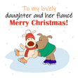 Merry Christmas My Lovely Daughter And Her Fiance Cute Dogs Ice Skating Confetti-exploding Greetings Card
