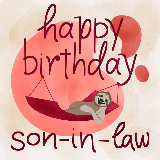 Happy Birthday Son-in-law Sloth Lying In Hammock Confetti-exploding Greetings Card