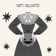 Happy Halloween Headless Lady Holding A Pumpkin Black And White Confetti-exploding Greetings Card