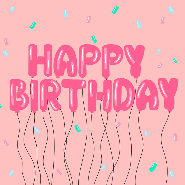 Happy Birthday Balloons Pink Confetti-exploding Greetings Card