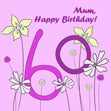 Purple Themed Flowers Happy 60th Birthday Mum Confetti-exploding Greetings Card
