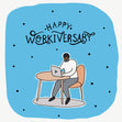 Blue Happy Workiversary Confetti-exploding Greetings Card