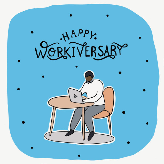 Blue Happy Workiversary Confetti-exploding Greetings Card