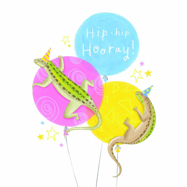 Lizards And Balloons Birthday Confetti-exploding Greetings Card