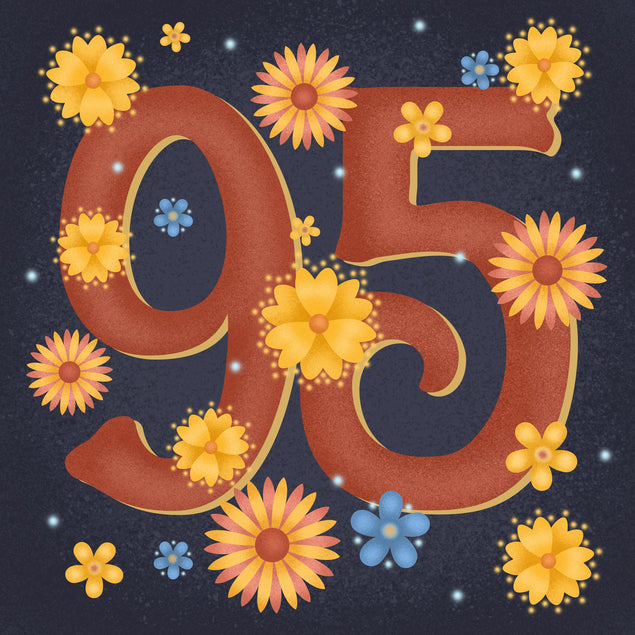 Night Flowers Happy 95th Birthday Confetti-exploding Greetings Card