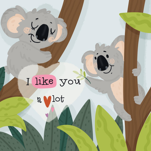 I Like You A Lot Cute Koalas Valentine's Day Confetti-exploding Greetings Card
