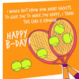 Tennis Rackets Happy Birthday Confetti-exploding Greetings Card