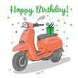 Red Lambretta Scooter With A Gift Happy Birthday Confetti-exploding Greetings Card