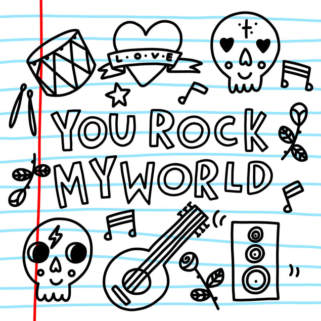 You Rock My World Notebook Doodles Valentine's Day Confetti-exploding Greetings Card