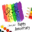 Happy Anniversary Two Girls and Pencils Confetti-exploding Greetings Card