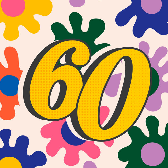 Pop Art Colorful Flowers Happy 60th Birthday Confetti-exploding Greetings Card
