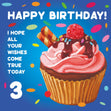Happy 3rd Birthday Cupcake Confetti-exploding Greetings Card