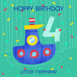 Cute Little Boat Happy 4th Birthday Nephew Confetti-exploding Greetings Card
