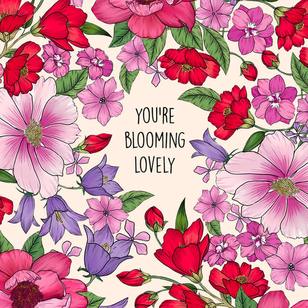 You're Blooming Lovely Pink And Red Flowers Confetti-exploding Greetings Card