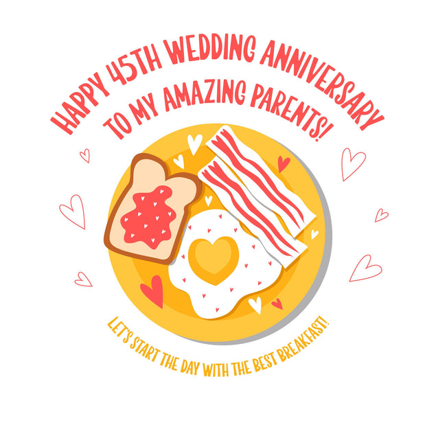 Happy 45th Wedding Anniversary Parents Substantial Breakfast Confetti-exploding Greetings Card