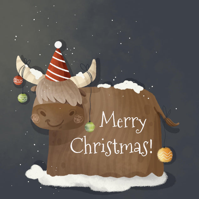 Scottish Bull Merry Christmas Confetti-exploding Greetings Card