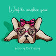 Happy Birthday Cute Frenchie Green Confetti-exploding Greetings Card