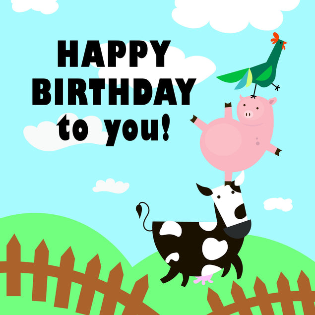 Happy Birthday To You Farm Animals Confetti-exploding Greetings Card