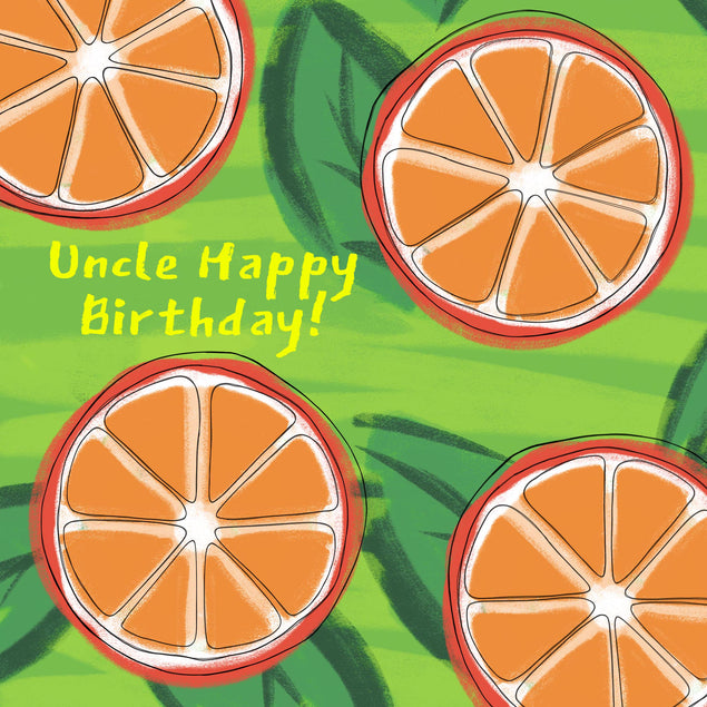 Uncle Happy Birthday Juicy Oranges Confetti-exploding Greetings Card