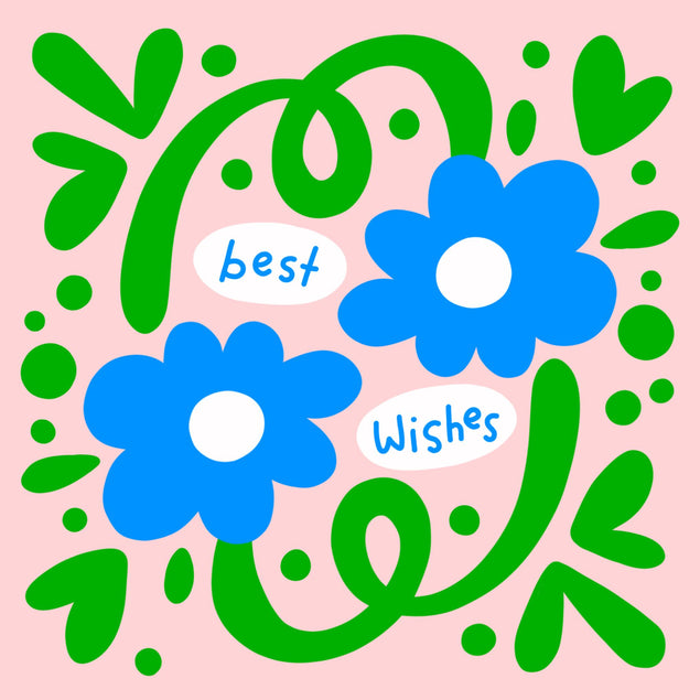 Blue Flowers Best Wishes Confetti-exploding Greetings Card