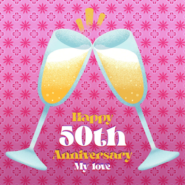 Happy 50th Anniversary My Love Drinks Confetti-exploding Greetings Card