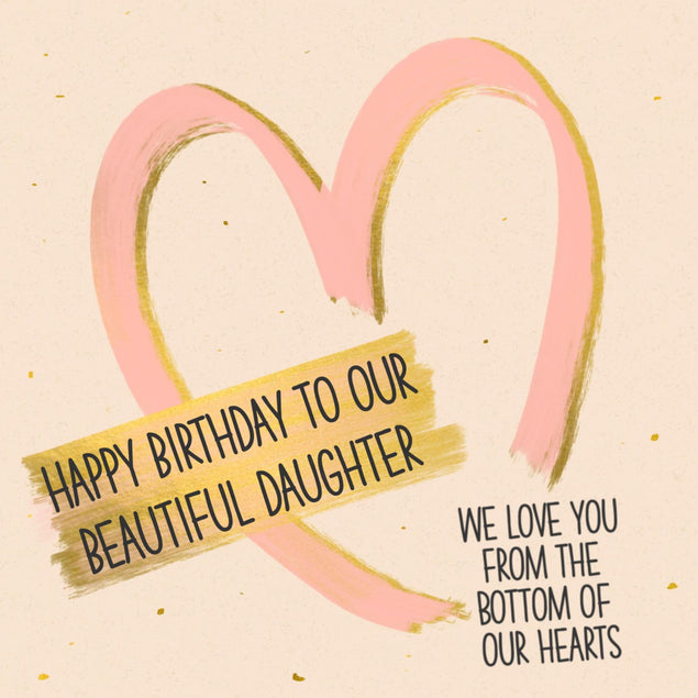 Happy Birthday Beautiful Daughter Gold Heart Confetti-exploding Greetings Card
