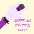 Happy 18th Birthday Niece Purple Champagne Confetti-exploding Greetings Card