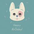 Bulldog On A Turquoise Background Happy Birthday Confetti-exploding Greetings Card