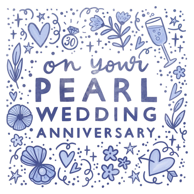 Flowers And Hearts Pearl Wedding Anniversary Confetti-exploding Greetings Card