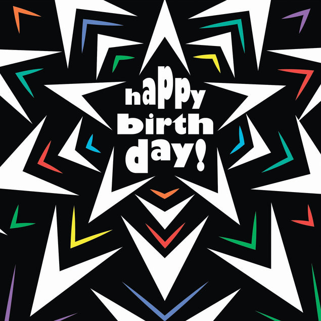 Happy Birthday Geometric Star Confetti-exploding Greetings Card