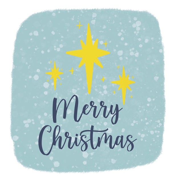 Merry Christmas Yellow Stars Confetti-exploding Greetings Card
