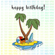 Island Happy Birthday Confetti-exploding Greetings Card