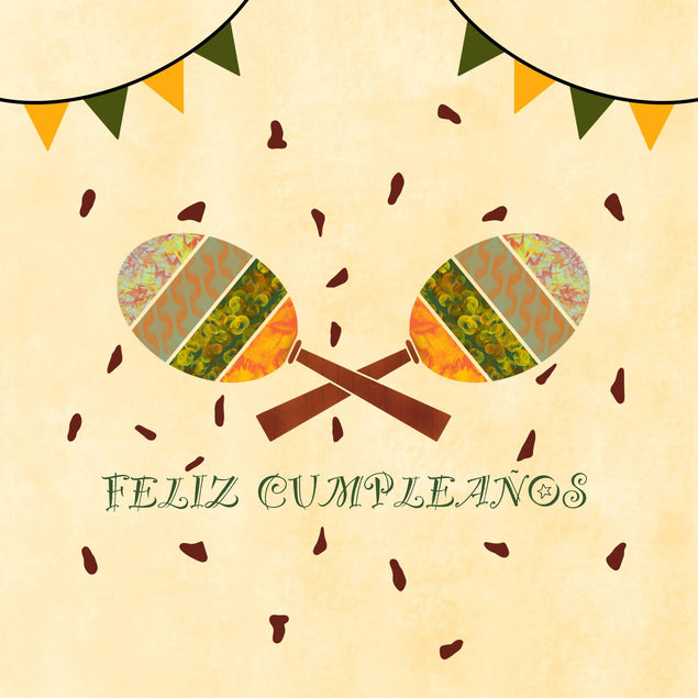 Happy Birthday Spanish Feliz Cumpleanos Maracas Confetti-exploding Greetings Card