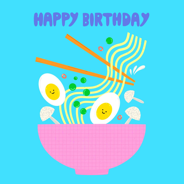 Ramen Birthday Confetti-exploding Greetings Card
