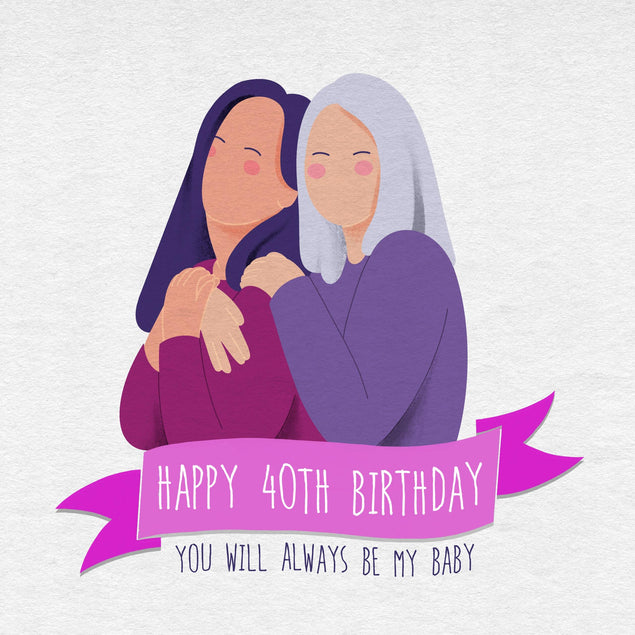 Cute Family Happy 40th Birthday Daughter Confetti-exploding Greetings Card