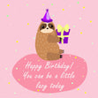 Sloth With Gift Happy Birthday Confetti-exploding Greetings Card