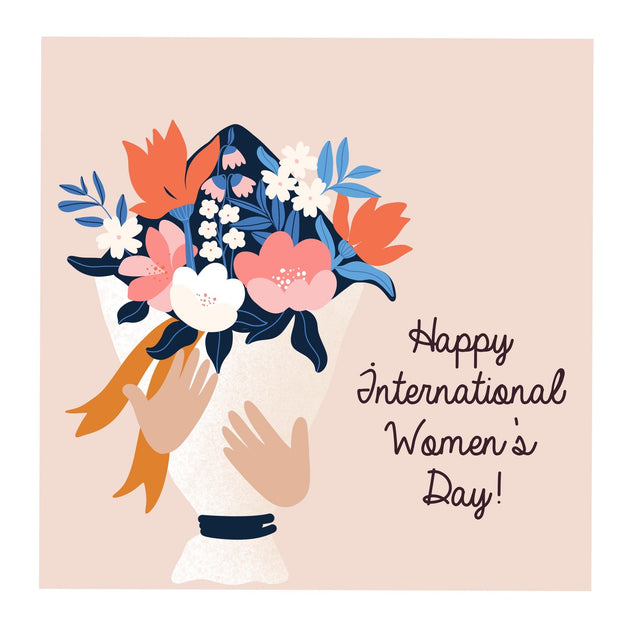 Flower Bouquet Happy International Women's Day Confetti-exploding Greetings Card
