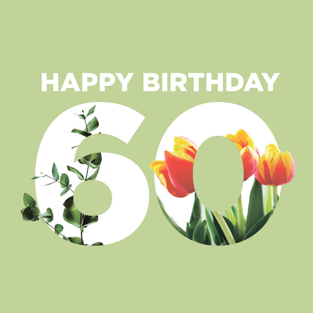 Simple Floral Happy 60th Birthday Confetti-exploding Greetings Card