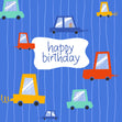 Happy Birthday Colourful Cars Confetti-exploding Greetings Card