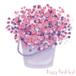 Cute Pink Flowers In A Bucket Happy Birthday Confetti-exploding Greetings Card