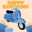 Blue Lambretta Scooter Happy Birthday Confetti-exploding Greetings Card