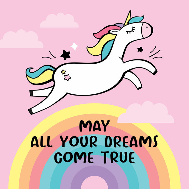 May All Your Dreams Come True Cute Unicorn Confetti-exploding Greetings Card