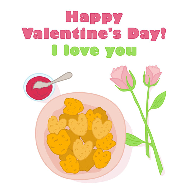 Chicken Nuggets Plate Valentine's Day Confetti-exploding Greetings Card