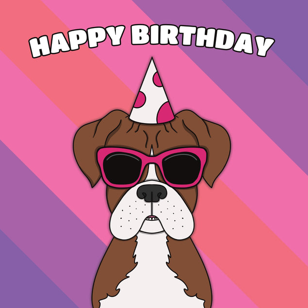 Cool Boxer Dog Birthday Confetti-exploding Greetings Card